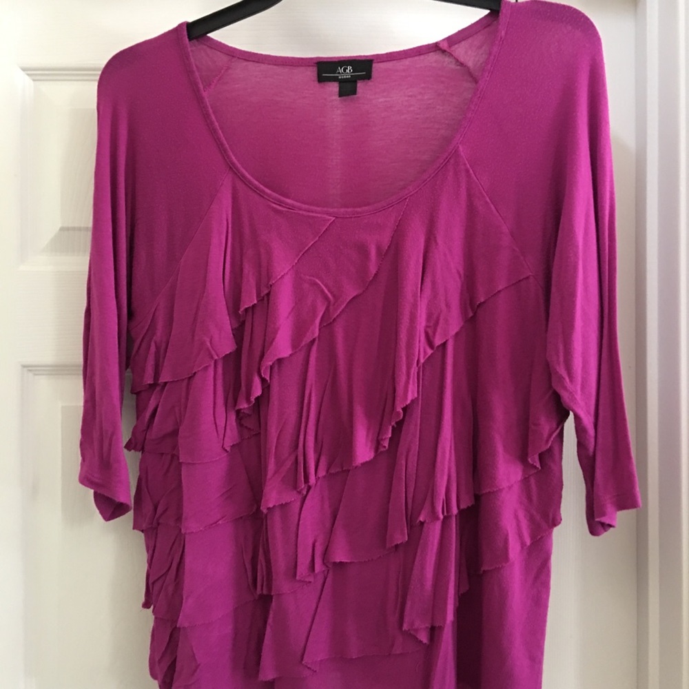 Hot Pink, Plus Size , Ruffle Top